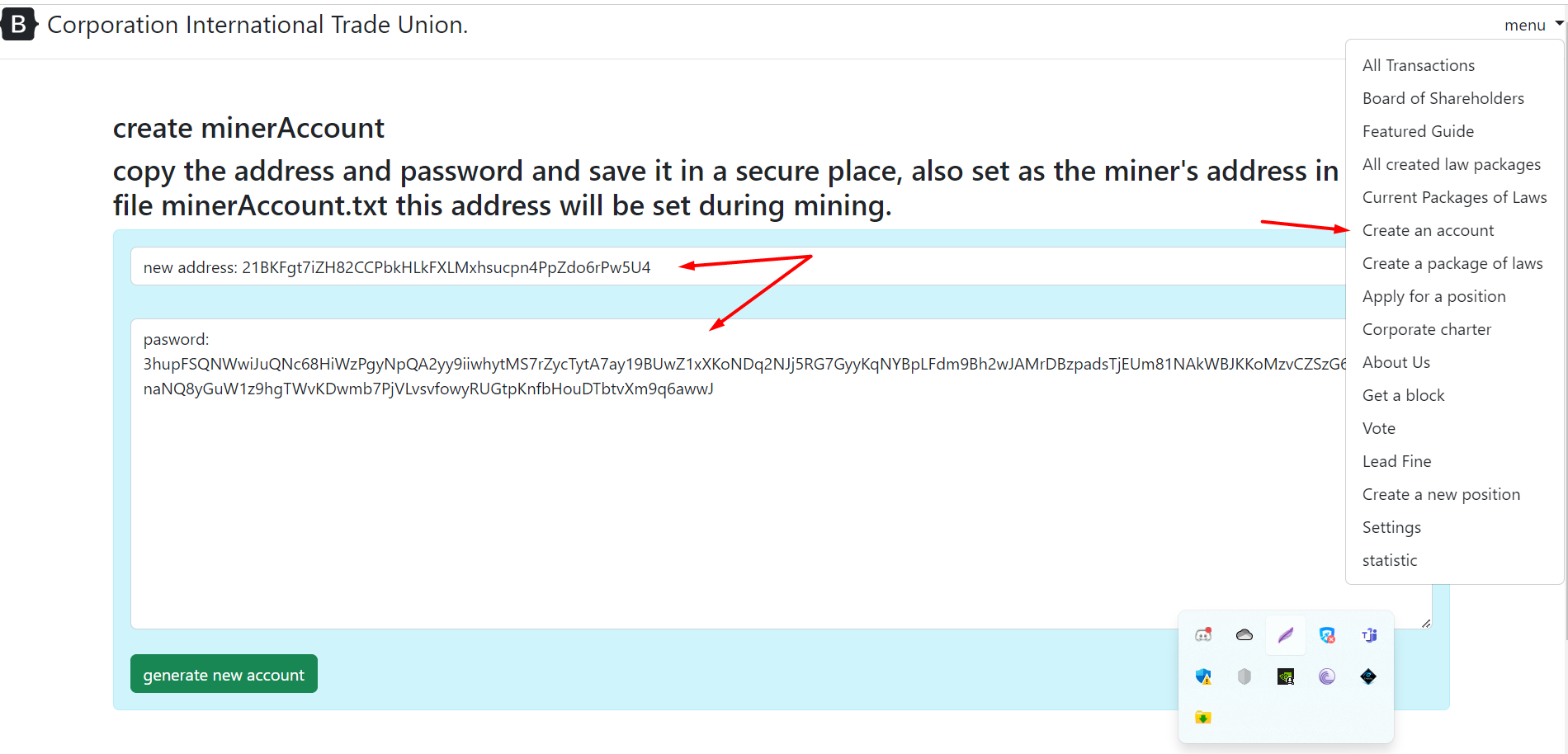 Create‑account screen
